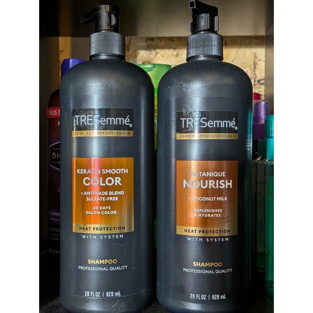 2 NEW HTF Bottles Tresemme Keratin Smooth Color Heat Protectant Shampoo 28oz ea.